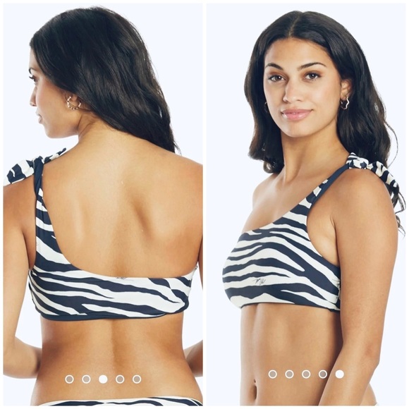 Michael Kors zebra print tie shoulder 2 piece swimsuit - Picture 2 of 5